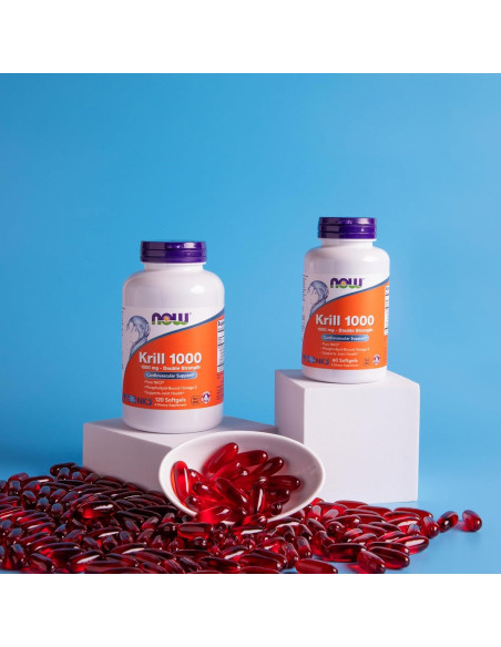Suplemento Omega-3 Krill NOW Foods 1000 mg 60 Cápsulas Blandas