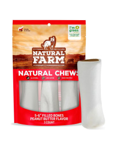 Huesos Rellenos para Perros Natural Farm Mantequilla de Maní 3 Unidades