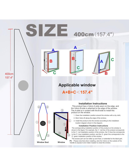 Kit Sello Ventana Aire Acondicionado Portátil Althorion 400cm