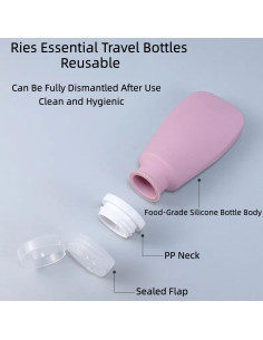 4 Botellas de Viaje Silicona xincx 60ml A prueba de Fugas 2