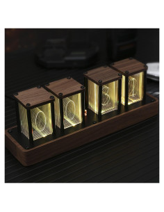 Reloj Digital Tubo Nixie ClocTeck QI-C04 Marrón RGB