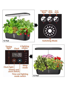 Kit de Cultivo Hidropónico Banvikon 12 Cápsulas LED Autorriego 2