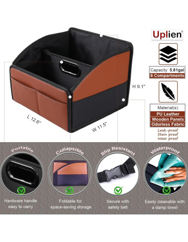 Organizador de Asiento de Coche Uplien FJS de Cuero Plegable