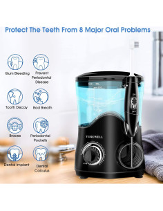 Irrigador Dental TUREWELL FC162 600ML 10 Niveles de Presión Negro 2