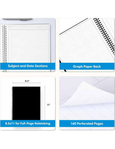Cuaderno de Notas Inteligentes Blue Sky 21.6x27.9cm Negro