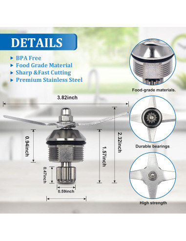 Cuchilla de Repuesto Vitamix 105733 para Licuadora 64oz