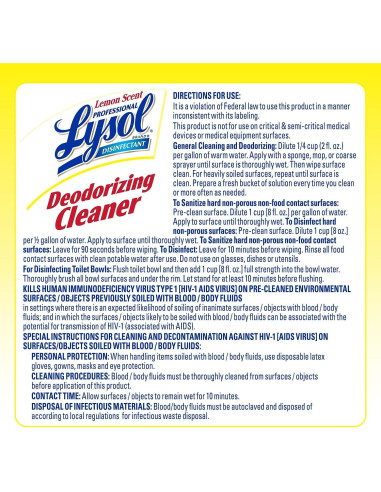 Desinfectante Limpiador Lysol Profesional 512 Onzas Limón