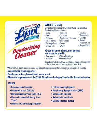 Desinfectante Limpiador Lysol Profesional 512 Onzas Limón