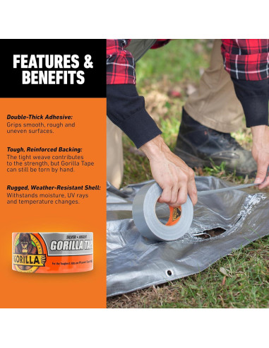 Cinta Adhesiva Gorilla 48 mm x 27.4 m Resistente a la Intemperie