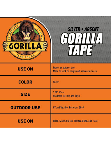 Cinta Adhesiva Gorilla 48 mm x 27.4 m Resistente a la Intemperie