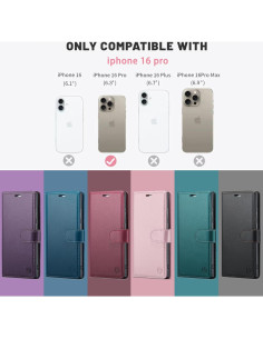 Funda Cartera Flip para iPhone 16 Pro FLIPALM - Negro, RFID 2