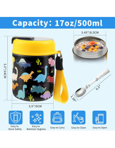 Termo de Sopa para Niños Winkabiu 480ml Amarillo Aislado 2