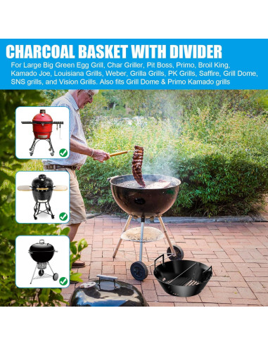 Cesta de Carbón 35.56 cm Outspark para Parrilla Big Green Egg