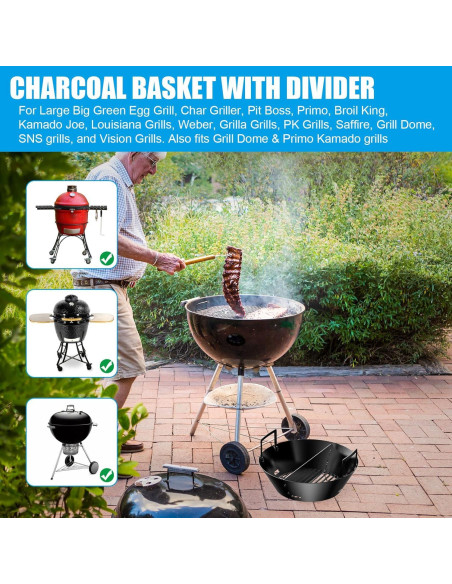 Cesta de Carbón 35.56 cm Outspark para Parrilla Big Green Egg