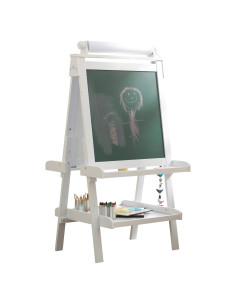 Caballete de Madera Deluxe KidKraft Blanco con Pizarra y Papel