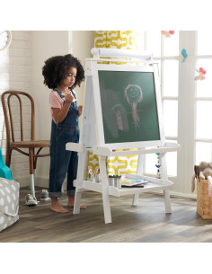 Caballete de Madera Deluxe KidKraft Blanco con Pizarra y Papel 2