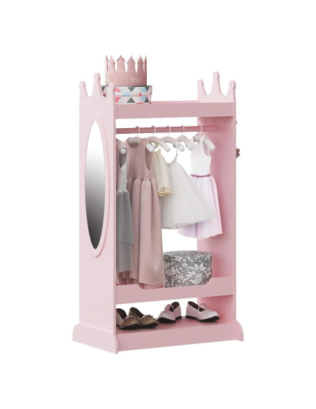 Armario de Disfraces para Niños UTEX Rosa con Espejo 62.3x38x115.1cm