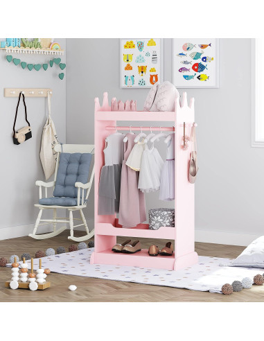 Armario de Disfraces para Niños UTEX Rosa con Espejo 62.3x38x115.1cm