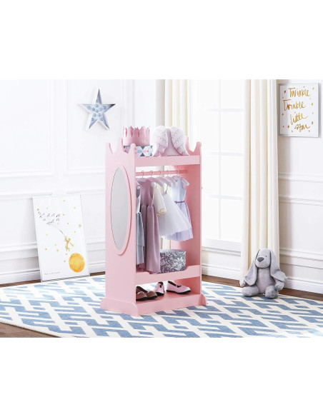 Armario de Disfraces para Niños UTEX Rosa con Espejo 62.3x38x115.1cm