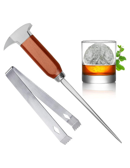 Juego de Pica Hielo y Pinzas SuproBarware Acero Inoxidable 22.86 cm