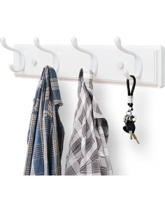 Perchero de Madera Badiano Blanco 4 Ganchos para Pared 2