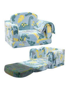 Sofá Plegable Convertible para Niños Airpanda Dinosaurio Verde