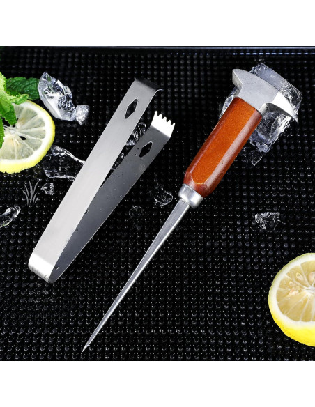 Juego de Pica Hielo y Pinzas SuproBarware Acero Inoxidable 22.86 cm