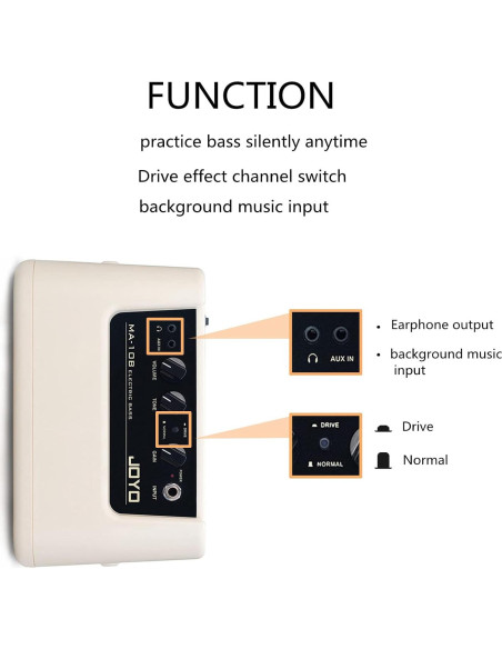 Amplificador de Bajo Portátil SUNYIN MA-10B 10W Mini Blanco