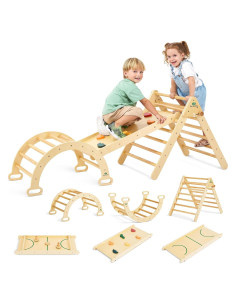 Set Triángulo Pikler 7-en-1 Fun Forest para Niños - Madera Real