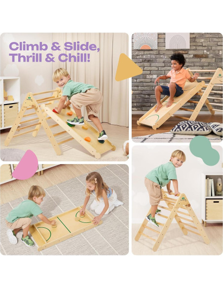 Set Triángulo Pikler 7-en-1 Fun Forest para Niños - Madera Real