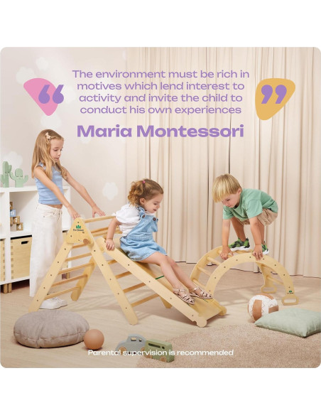 Set Triángulo Pikler 7-en-1 Fun Forest para Niños - Madera Real