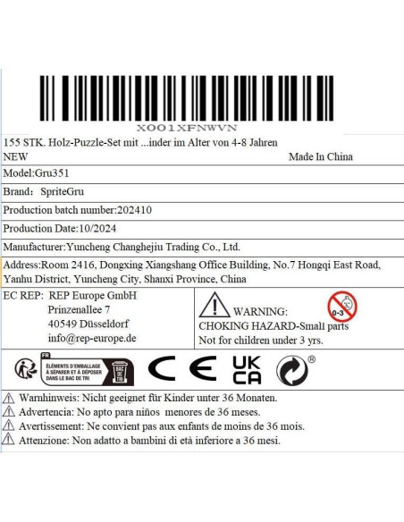 Juego de Bloques de Madera 155 Piezas SpriteGru para Niños