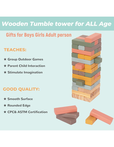 Juego de Bloques Apilables de Madera 48PCS Woodenfun