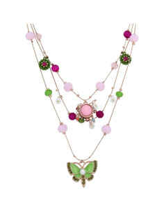 Collar en capas Betsey Johnson con mariposa verde 40-50 cm 2