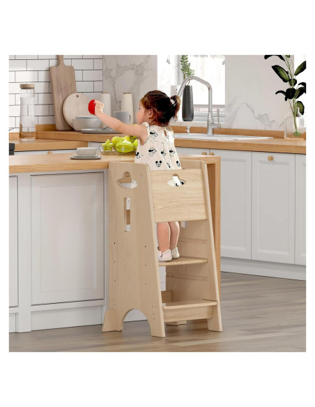 Torre de Aprendizaje Ajustable COSYLAND para Niños - Madera Natural