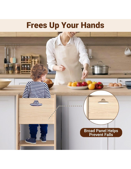 Torre de Aprendizaje Ajustable COSYLAND para Niños - Madera Natural