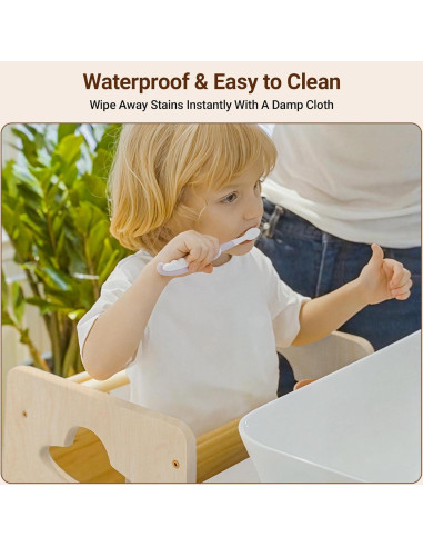 Torre de Aprendizaje Ajustable COSYLAND para Niños - Madera Natural