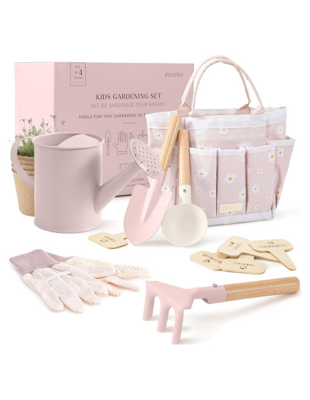 Conjunto de Jardinería para Niños ZICOTO Rosa - Herramientas Seguras