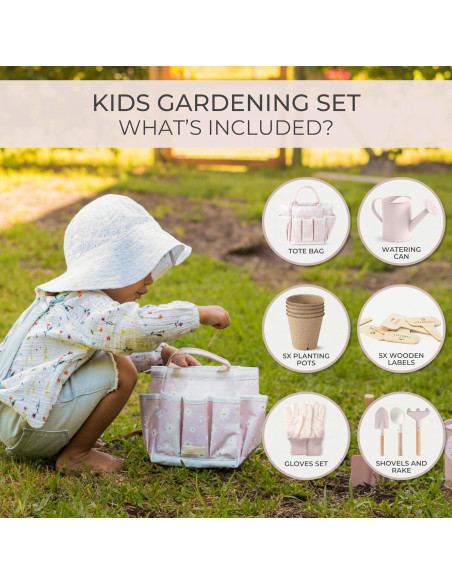 Conjunto de Jardinería para Niños ZICOTO Rosa - Herramientas Seguras