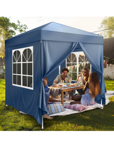 Carpa Plegable Kshioe 2x2m Impermeable Azul con Ventanas 2