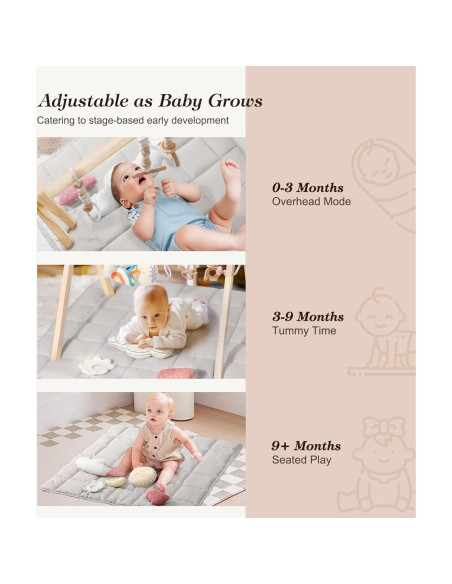 Gimnasio de Juego de Madera Pino Natural con Alfombra 90x43cm Gimnasio de Juego de Madera Pino Natural con Alfombra 90x43cm