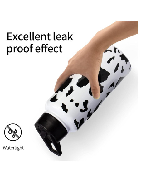 Botella de Agua Aislada CLQFDT 32oz Acero Inoxidable Estampado Vaca Botella de Agua Aislada CLQFDT 32oz Acero Inoxidable Estampado Vaca