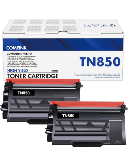 Cartucho de Tóner Negro Alto Rendimiento COMEINK TN-850 2-Pack