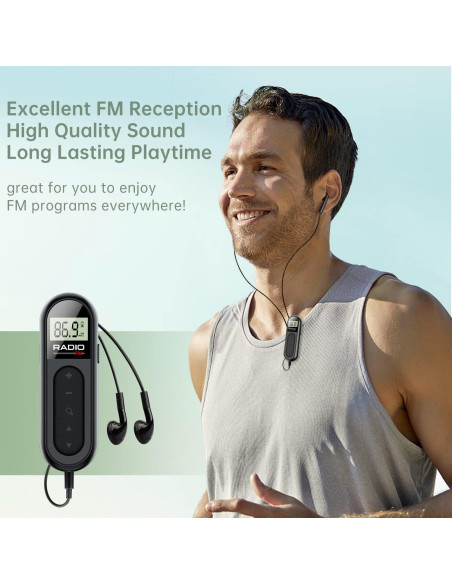 Radio FM Portátil Recargable Moliao MI03 con Clip - Negro