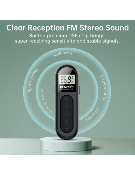 Radio FM Portátil Recargable Moliao MI03 con Clip - Negro