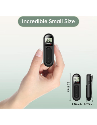 Radio FM Portátil Recargable Moliao MI03 con Clip - Negro