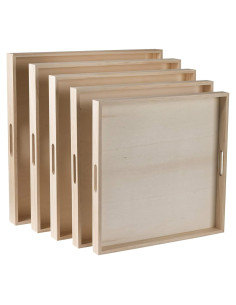 Bandejas Cuadradas de Madera Hammont - Juego de 30 Piezas
