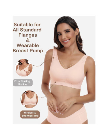 Sostén de Lactancia Inalámbrico Rosa Mediano para Mujeres