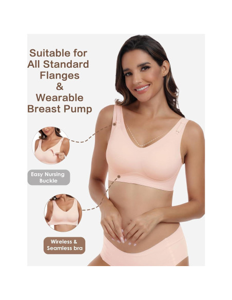 Sostén de Lactancia Inalámbrico Rosa Mediano para Mujeres