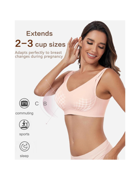 Sostén de Lactancia Inalámbrico Rosa Mediano para Mujeres
